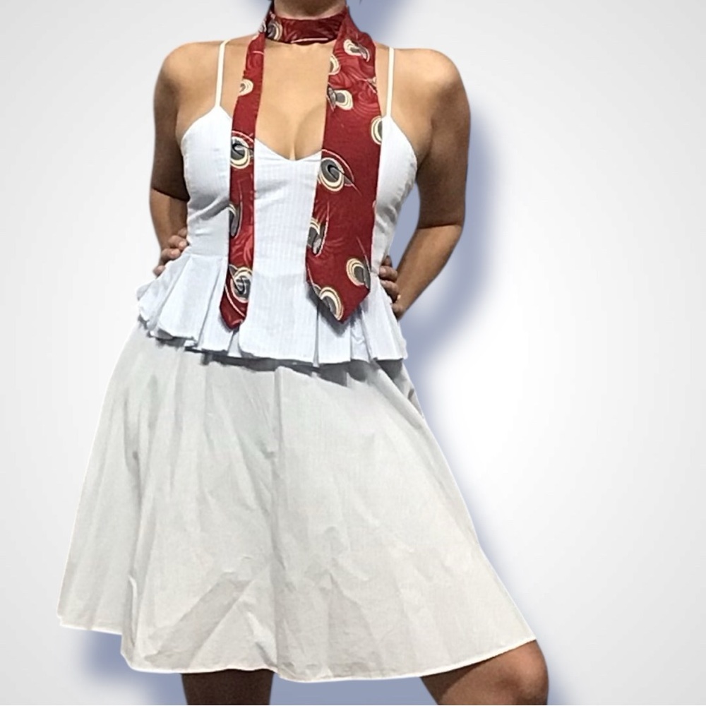 Stripes Pattern Peplum Short Dress